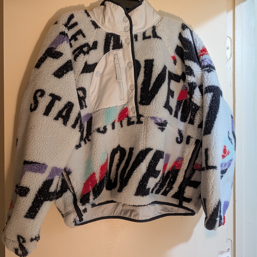 Free People - Hit The Slopes Printed Logo Fleece Pullover, Size Large, NWT - Picture 2 of 5